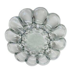 Vintage 10.5" Floral Etched Glass Deviled Egg Platter Tray - Holds 12 Eggs